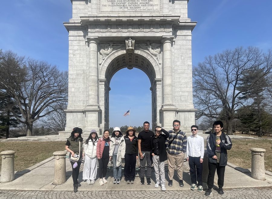 The lab visiting the National Memorial Arch at Valley Forge